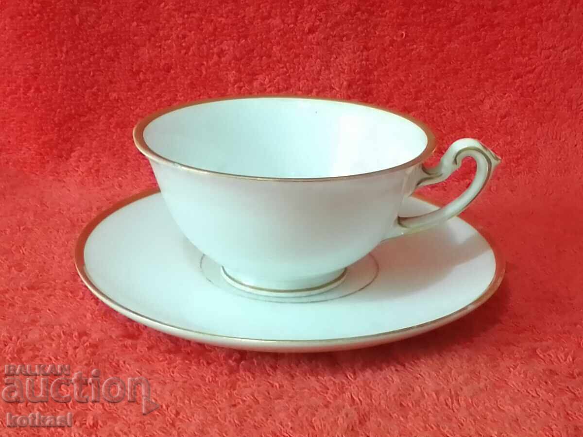 Old double set cup plate Hutschenruther gilt Old double set cup plate Hutschenruther gilt