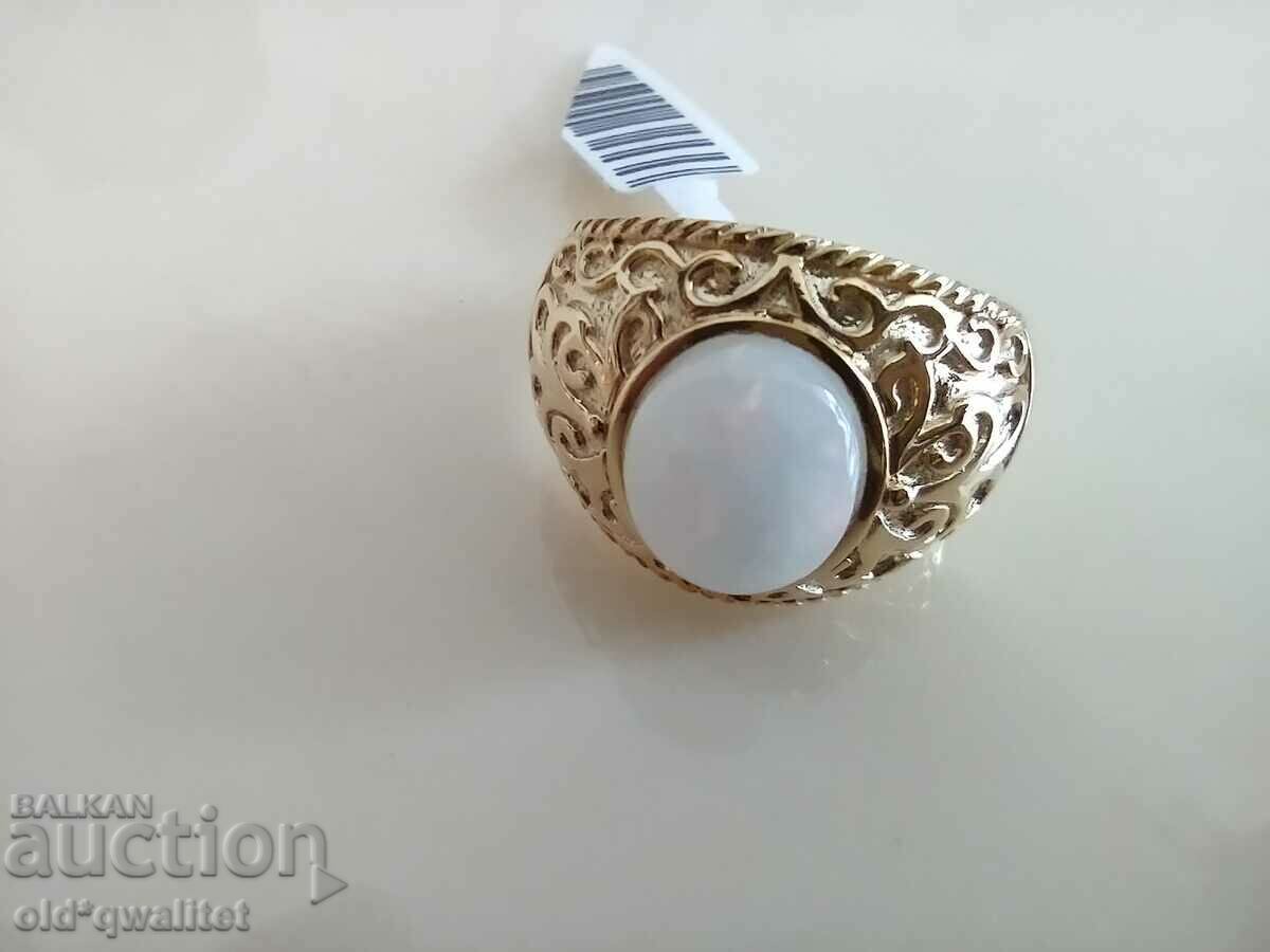 Auction  MAGNIFICENT SILVER RING, Gold Plated, Opal, 925 SILVER
