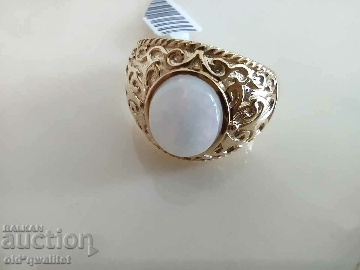 MAGNIFICENT SILVER RING, Gold Plated, Opal, 925 SILVER - 5