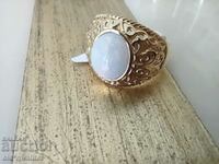 MAGNIFICENT SILVER RING, Gold Plated, Opal, 925 SILVER