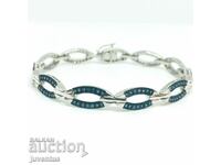 SILVER BRACELET WITH BLUE DIAMONDS (AFRICA) 1.10 ct.