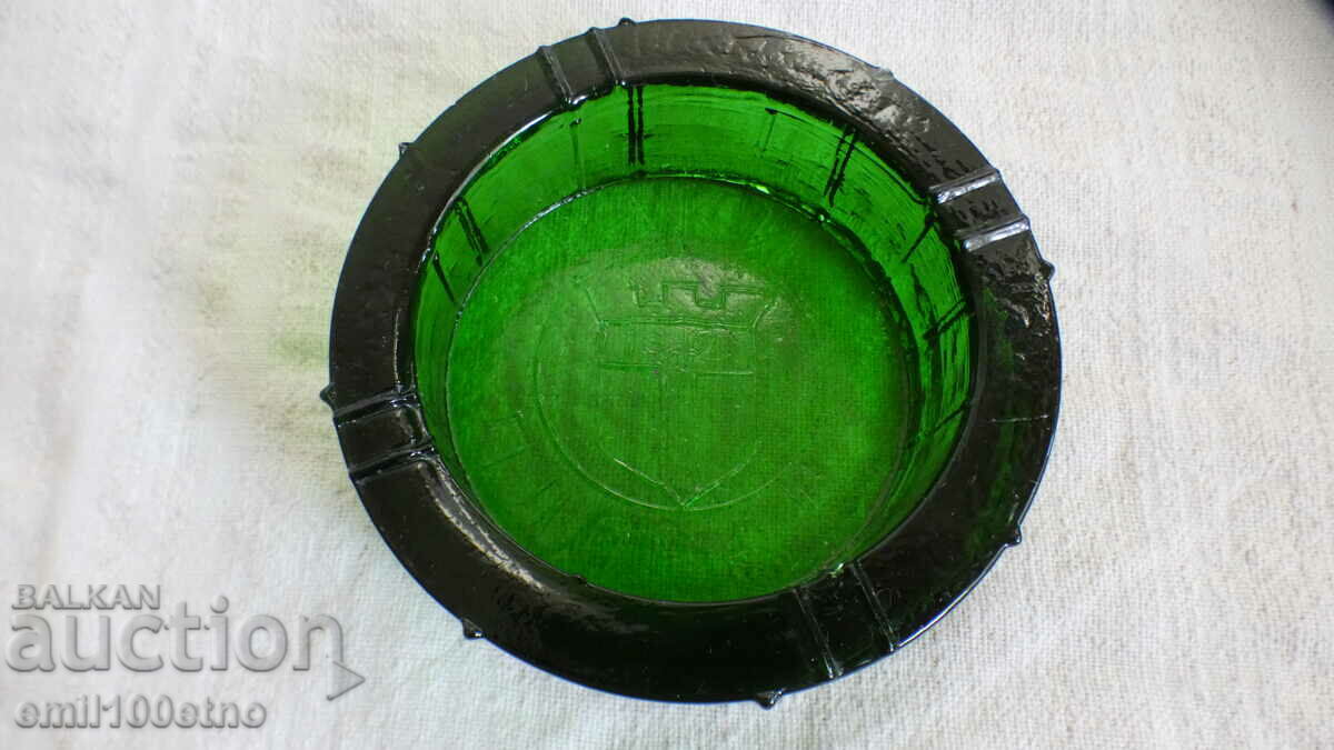 Trakia Plovdiv - ashtray made of thick green glass