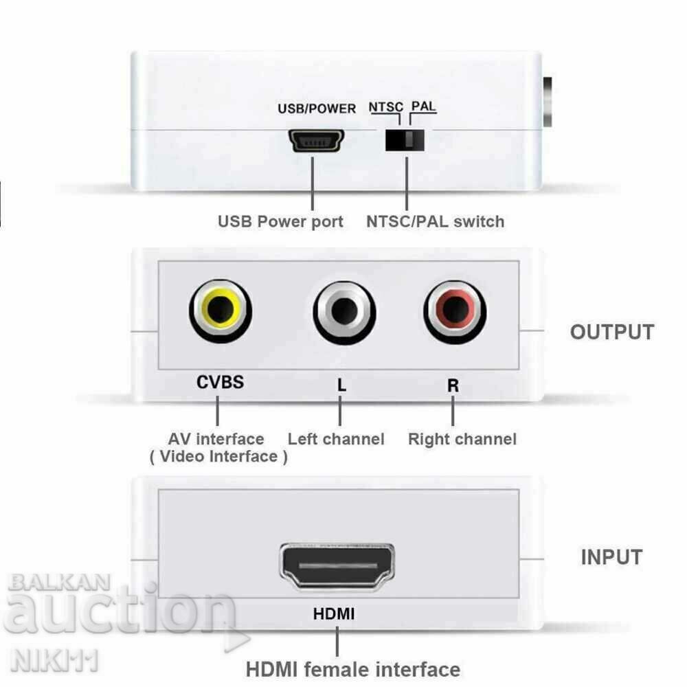 Converter from HDMI to 3 RCA AV, Adapter, adapter with price 15.00 BGN | € 7.67 Converter from HDMI to 3 RCA AV, Adapter, adapter with price 15.00 BGN | € 7.67