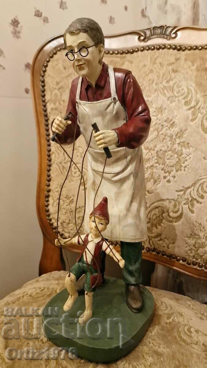 Ποιοτική μεγάλη φιγούρα Geppetto and Pinocchio - Ιταλία