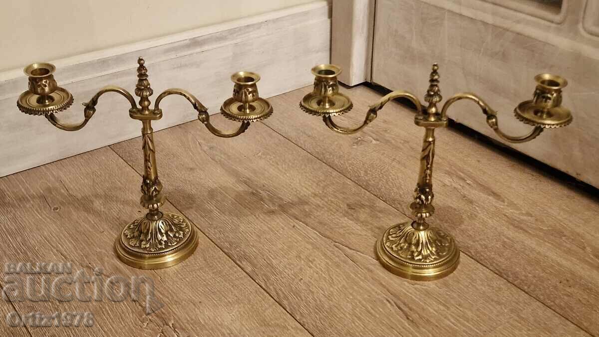 Auction Massive French candlesticks, Brass, 2.4kg Auction Massive French candlesticks, Brass, 2.4kg