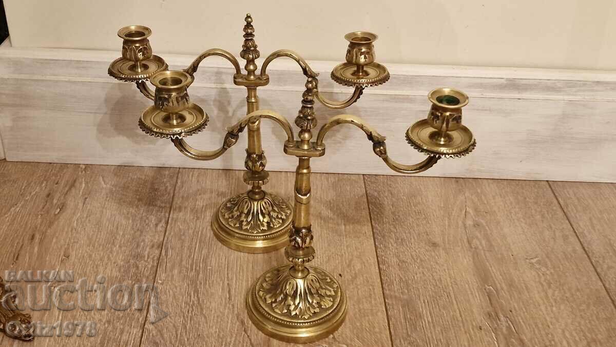 Massive French candlesticks, Brass, 2.4kg - 5 Massive French candlesticks, Brass, 2.4kg - 5