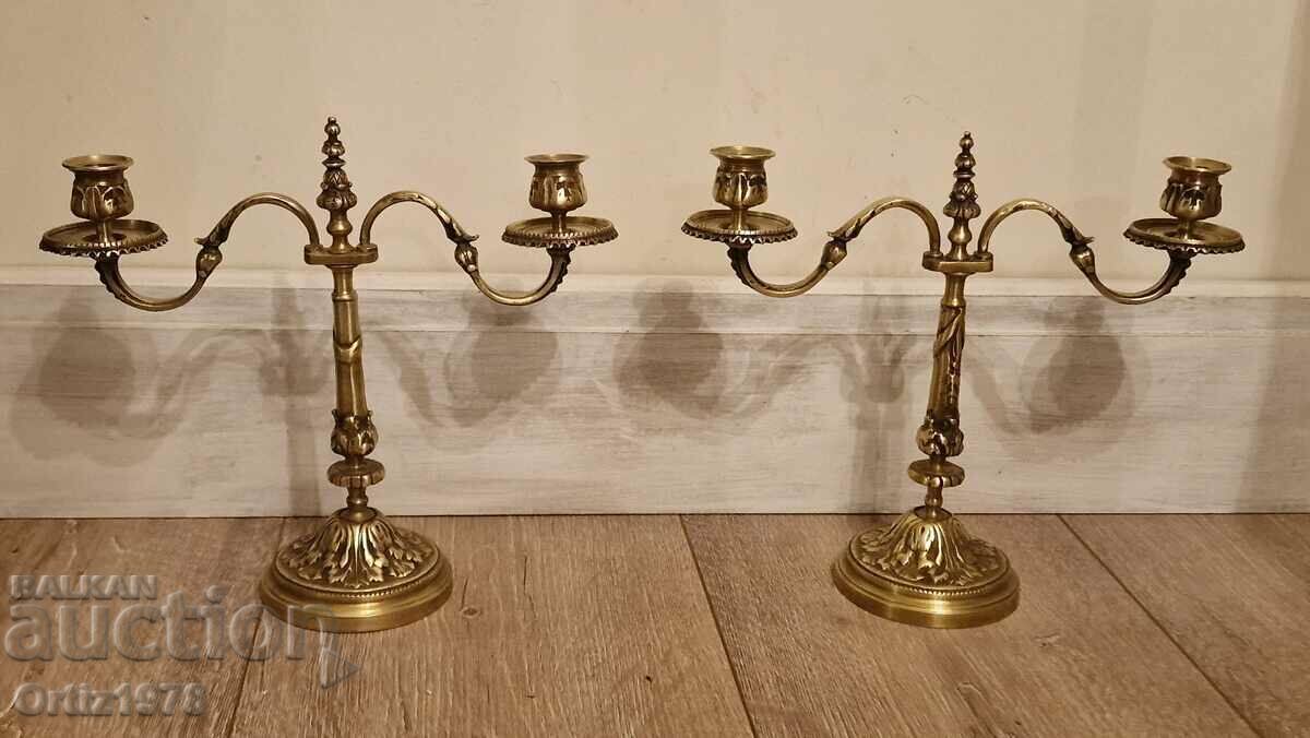 Massive French candlesticks, Brass, 2.4kg Massive French candlesticks, Brass, 2.4kg