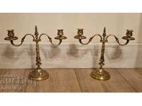 Sfeșnice franceze masive, alamă, 2,4 kg