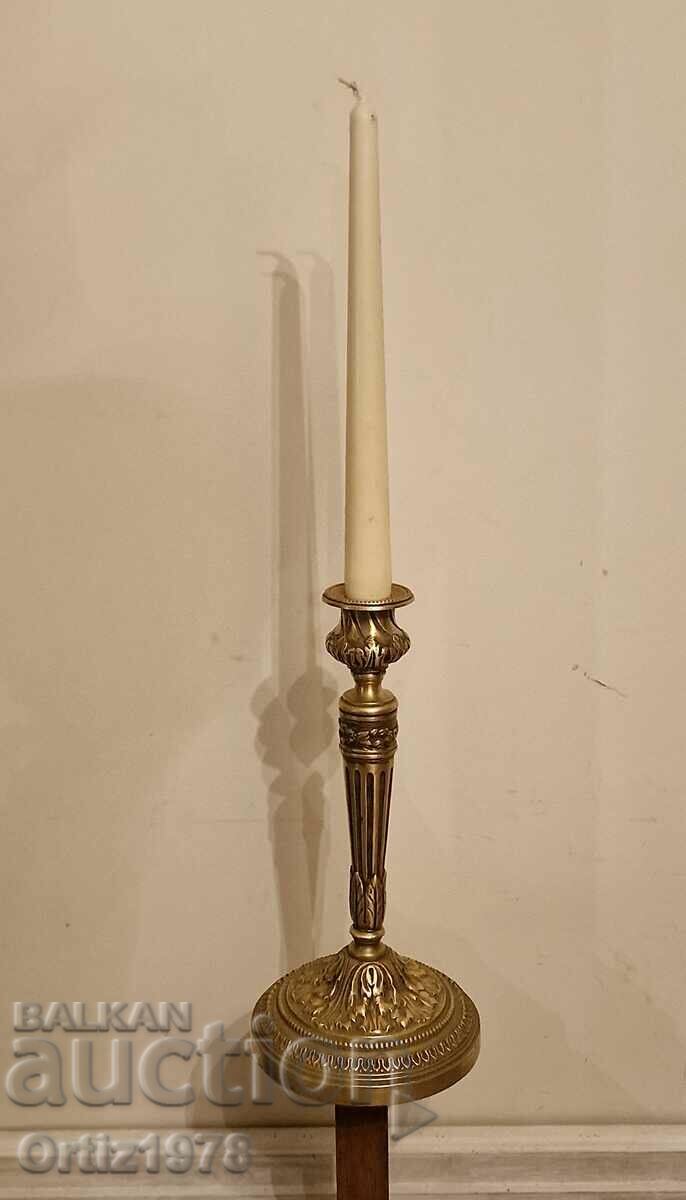 Solid French candle holder, brass, marked, 910g – Excellent! - 5 Solid French candle holder, brass, marked, 910g – Excellent! - 5