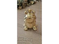 Porcelain gold frog - piggy bank, voluminous, New!
