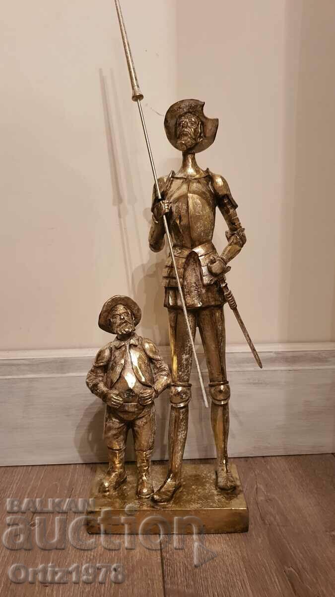 Don Quijote și Sancho Panza – Figurină mare din rășină – 45 cm