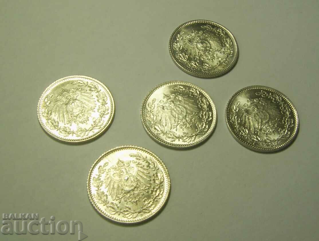 Delivery of Germany 5 pieces 1/2 mark 1918 D UNC !!! Delivery of Germany 5 pieces 1/2 mark 1918 D UNC !!!