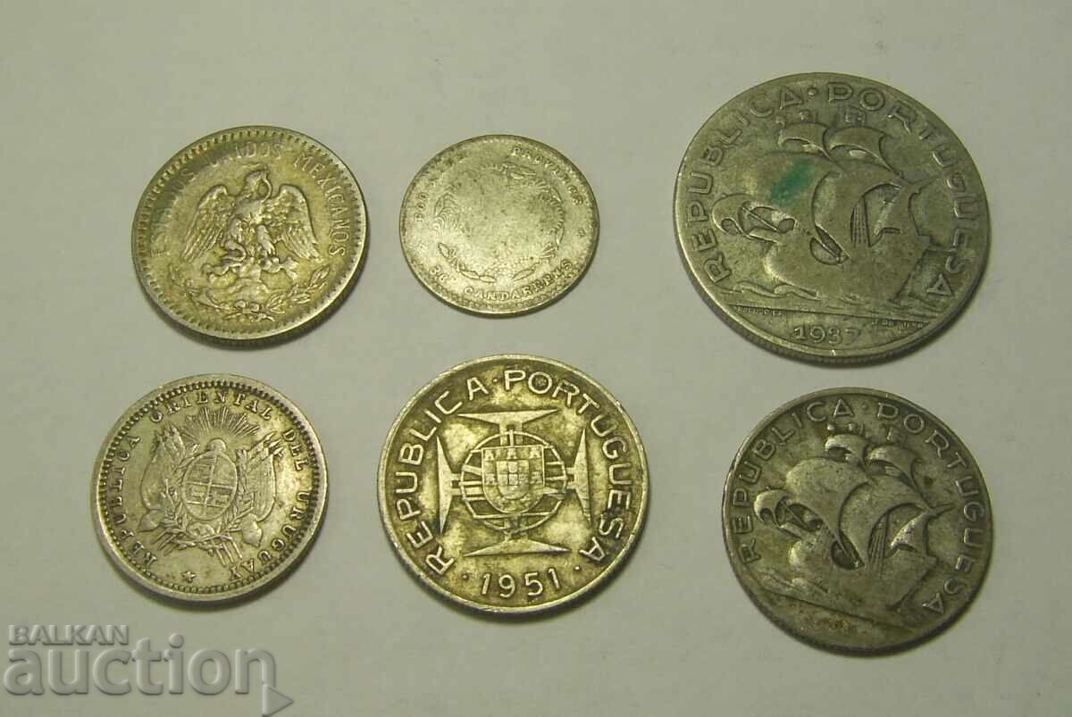 Auction Lot 6 pcs Silver coins China Uruguay Mexico etc. Auction Lot 6 pcs Silver coins China Uruguay Mexico etc.