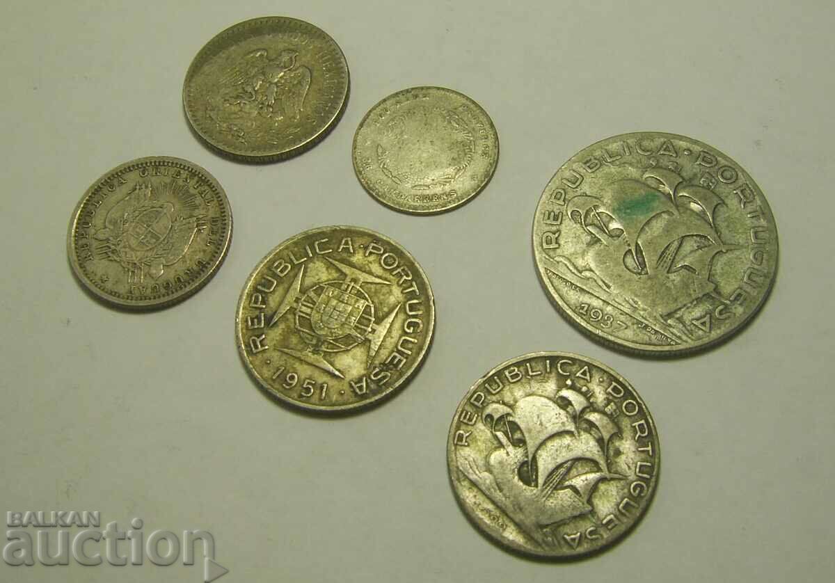 Lot 6 pcs Silver coins China Uruguay Mexico etc. - 5 Lot 6 pcs Silver coins China Uruguay Mexico etc. - 5