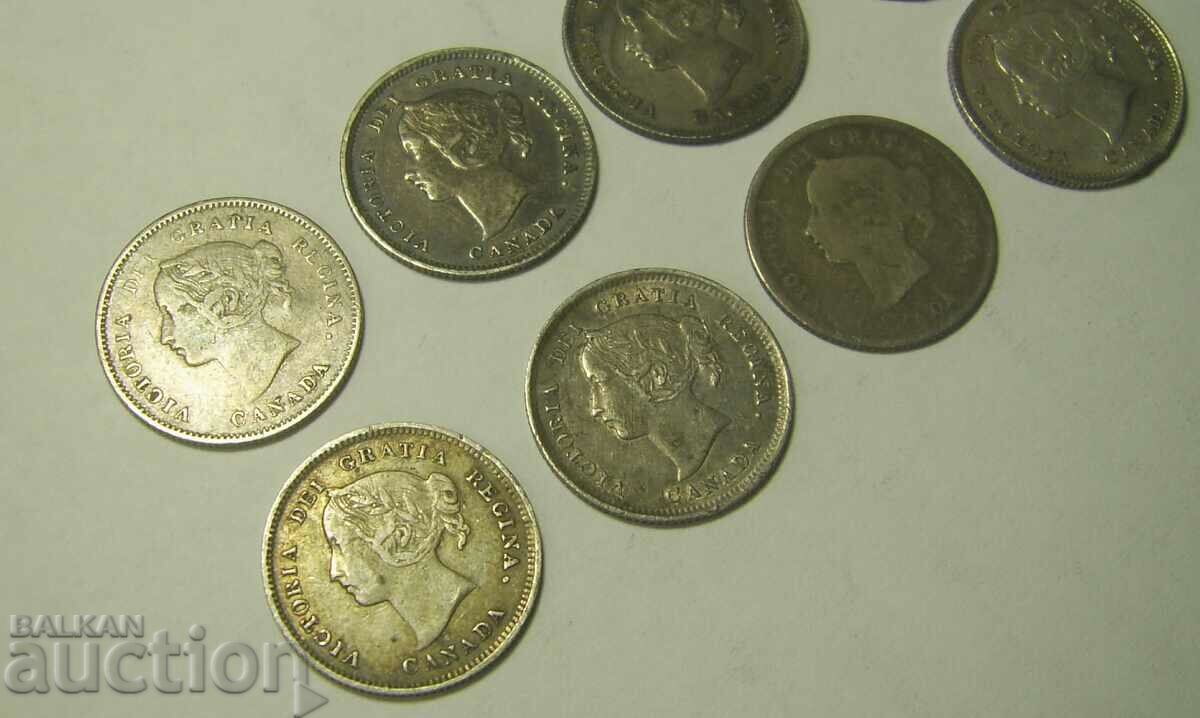 Canada lot 8 x 5 cents 1870 to 1901 - 5 Canada lot 8 x 5 cents 1870 to 1901 - 5