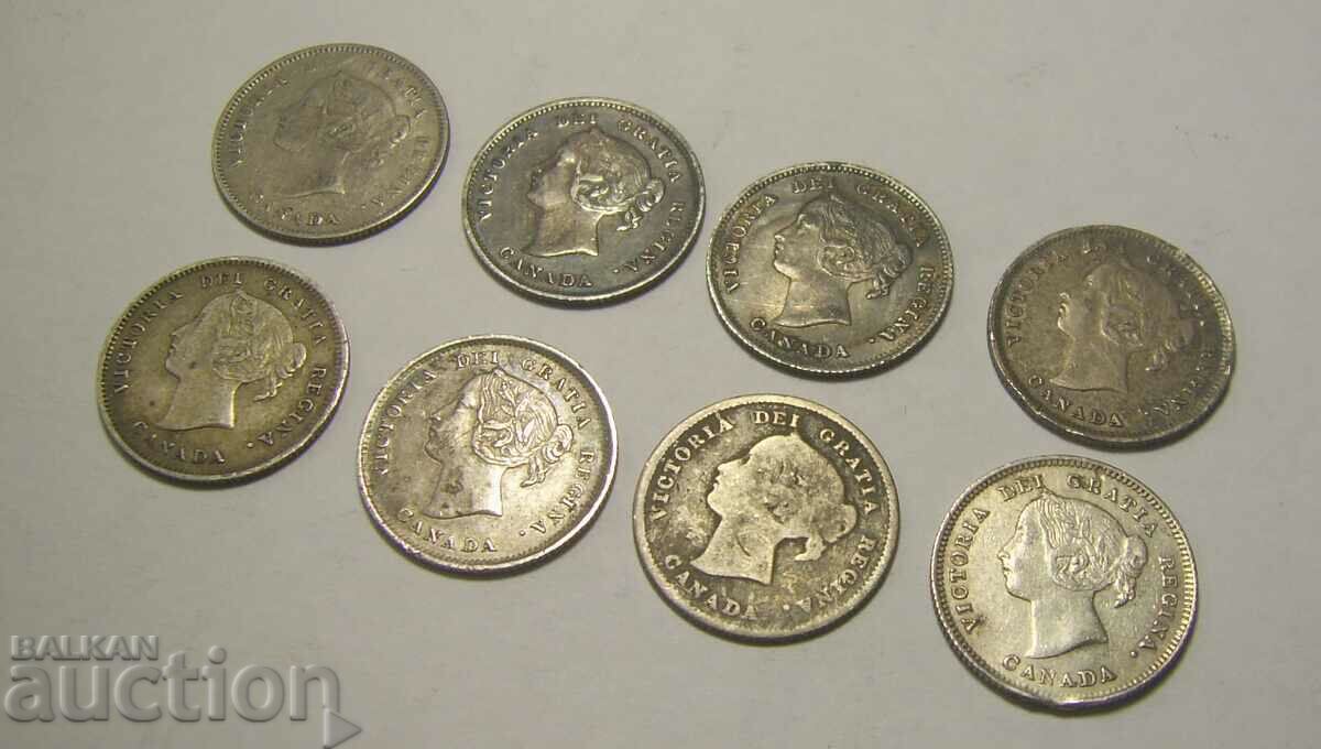 Canada lot 8 x 5 cents 1870 to 1901 - 6 Canada lot 8 x 5 cents 1870 to 1901 - 6