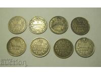 Canada lot 8 x 5 cents 1870 to 1901
