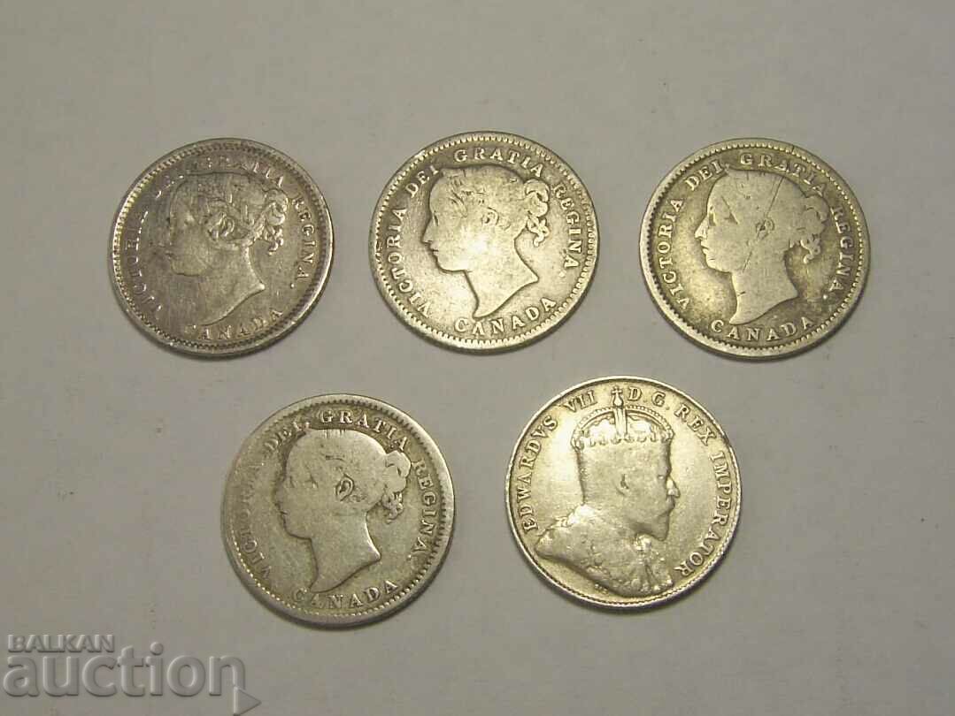 Delivery of Canada lot 5 x 10 cents 1871 to 1902