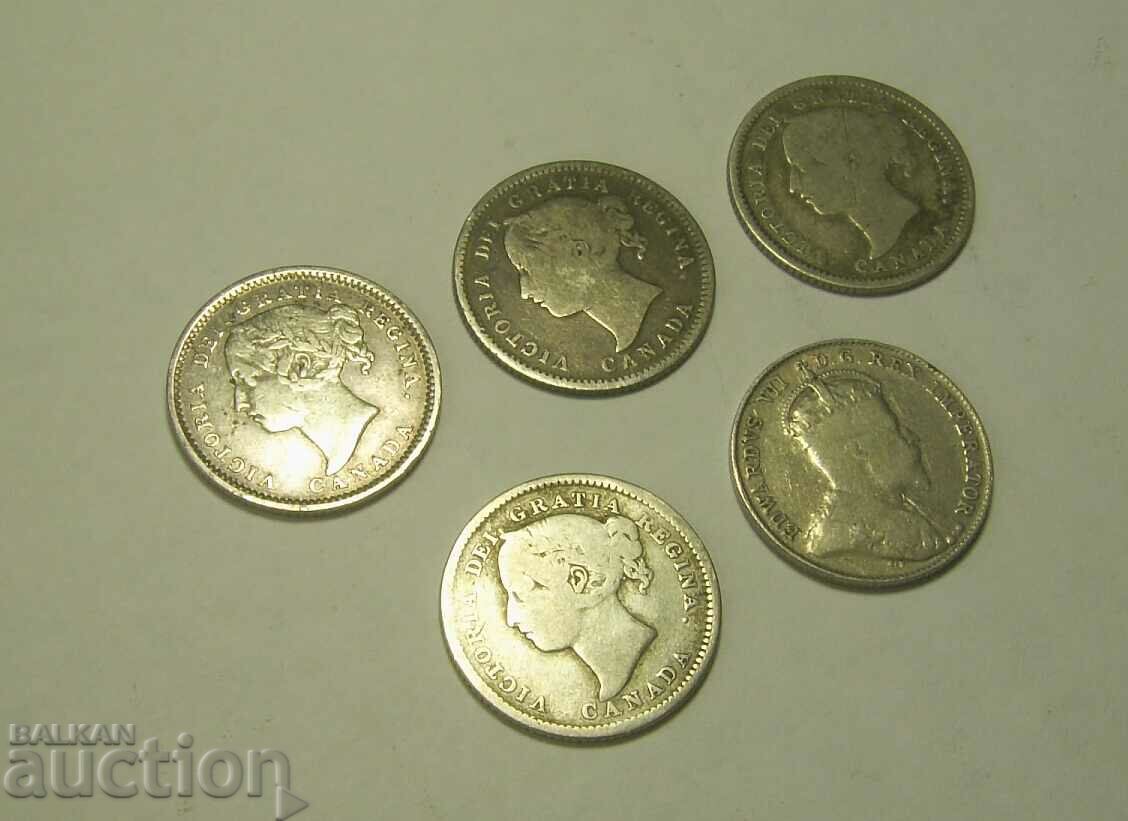 Canada lot 5 x 10 cents 1871 to 1902 - 5 Canada lot 5 x 10 cents 1871 to 1902 - 5