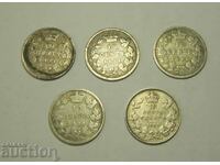 Канада лот 5 х 10 цента 1871 до 1902