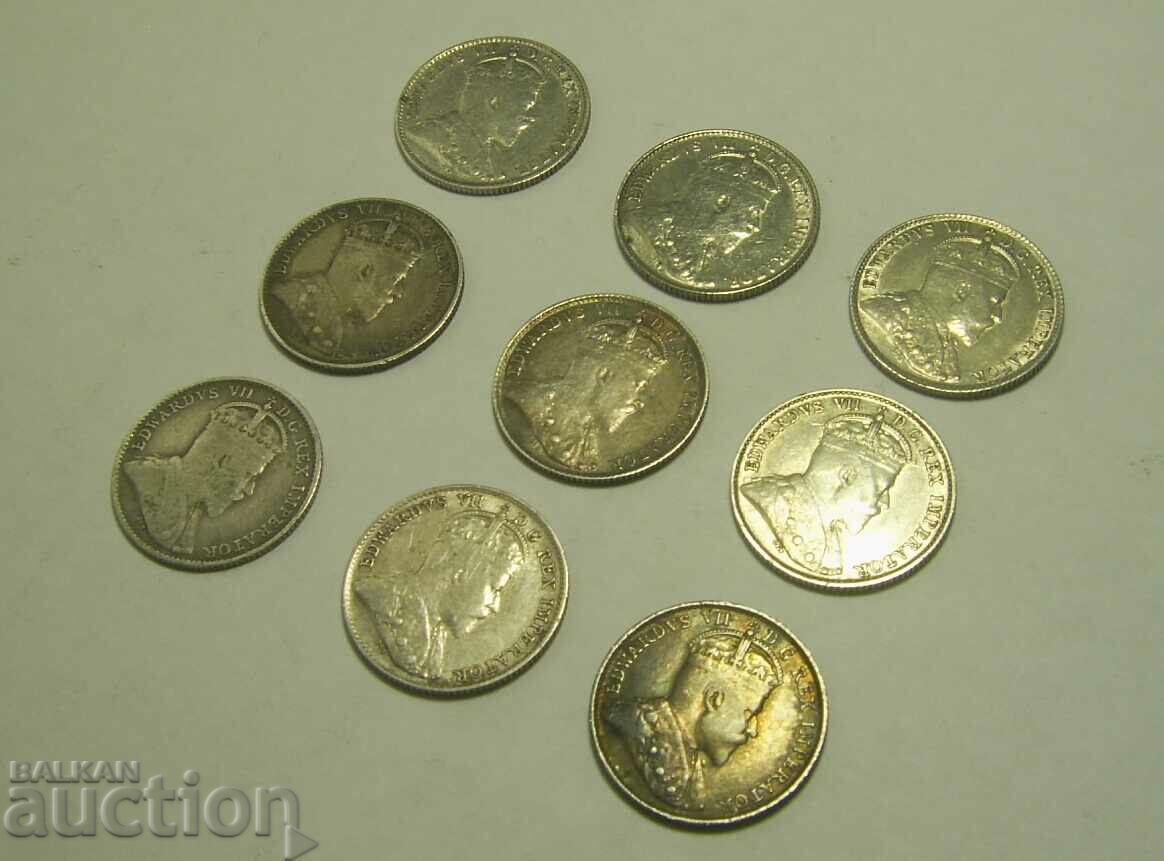 Canada lot 9 x 5 cents 1903 to 1907 - 6 Canada lot 9 x 5 cents 1903 to 1907 - 6