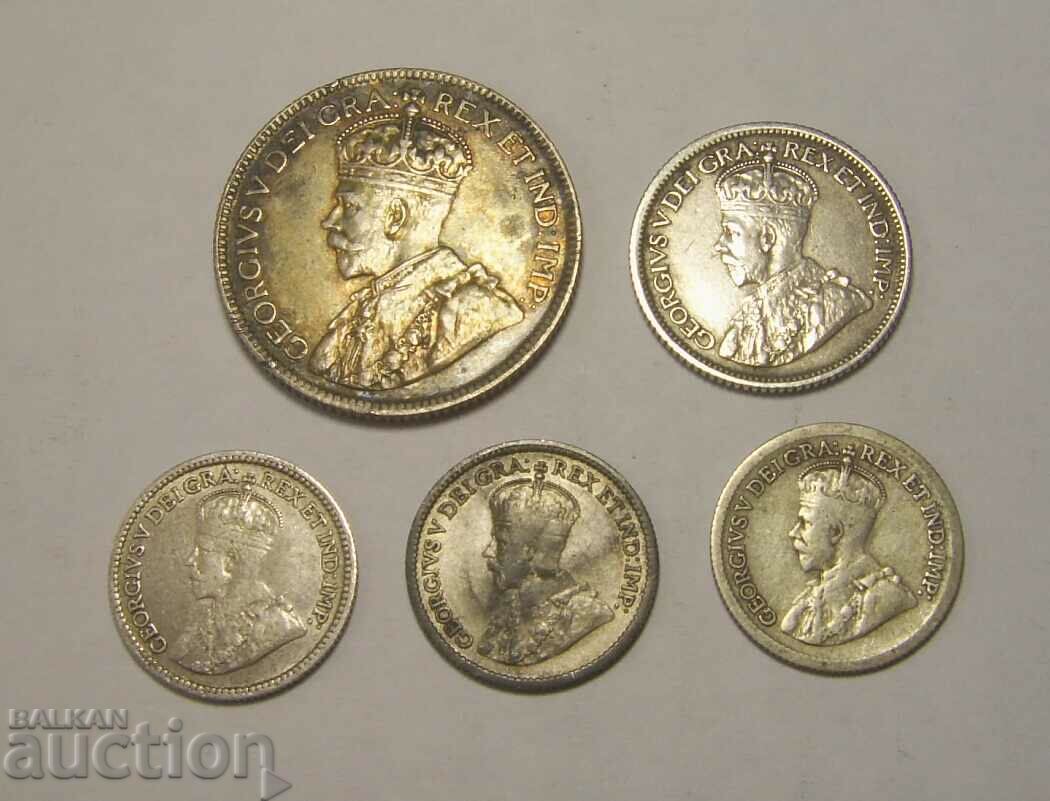 Canada Lot 5 Silver Coins 1912 - 1920 with price 70.00 BGN | € 35.79 Canada Lot 5 Silver Coins 1912 - 1920 with price 70.00 BGN | € 35.79