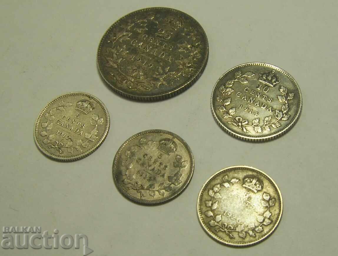 Delivery of Canada Lot 5 Silver Coins 1912 - 1920 Delivery of Canada Lot 5 Silver Coins 1912 - 1920
