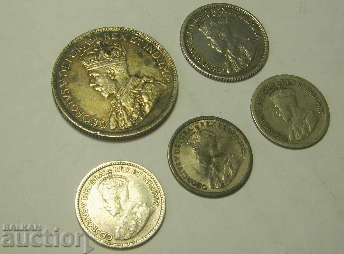 Canada Lot 5 Silver Coins 1912 - 1920 - 5 Canada Lot 5 Silver Coins 1912 - 1920 - 5