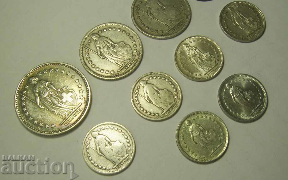 Switzerland 10 silver coins 1876 - 1967 lot - 5