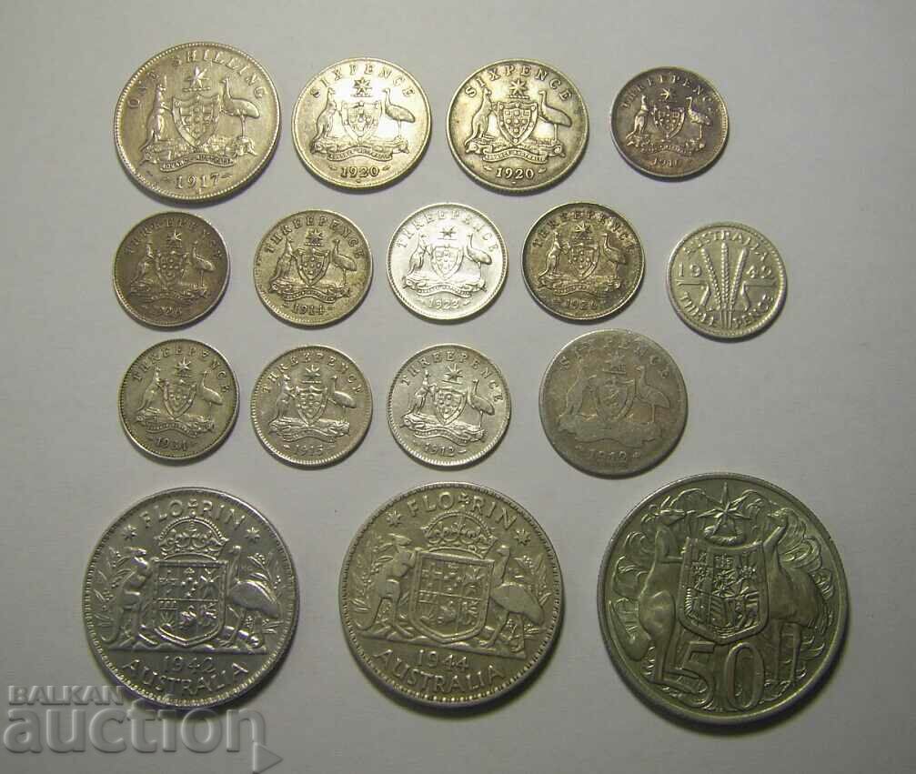Australia lot 16 monede vechi de argint