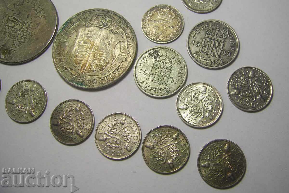 Auction  Great Britain 17 silver coins lot