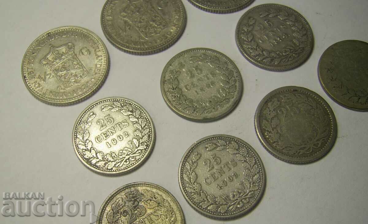 Netherlands 10 silver coins lot with price 160.00 BGN | € 81.81