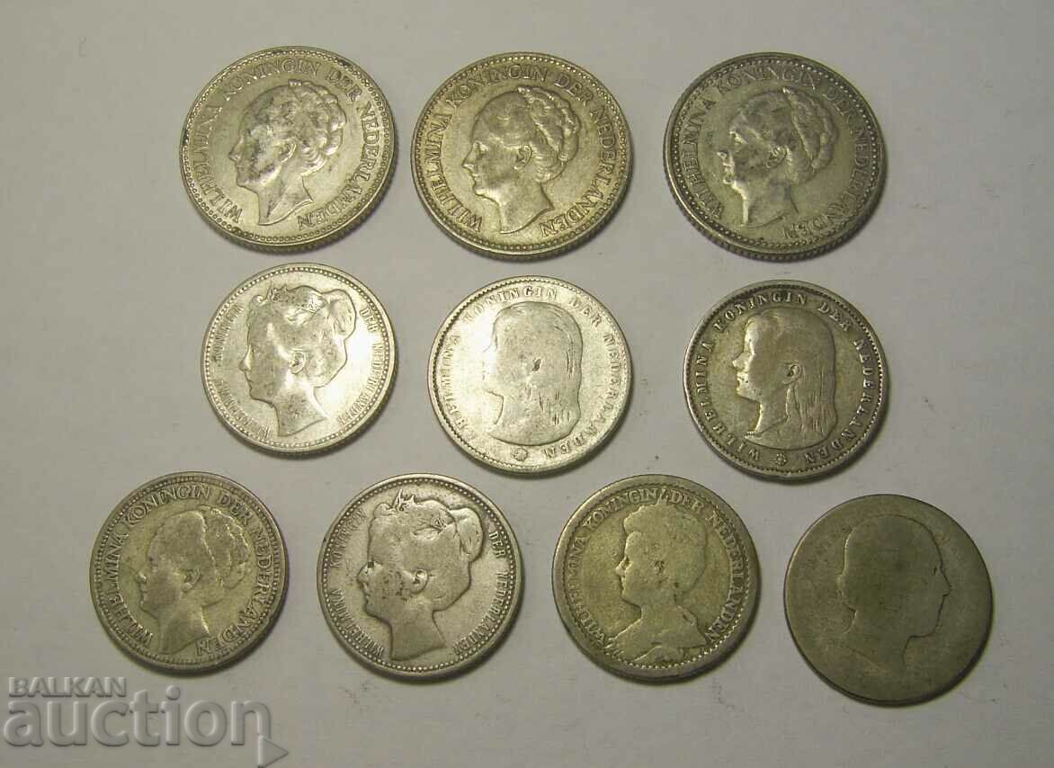 Delivery of Netherlands 10 silver coins lot