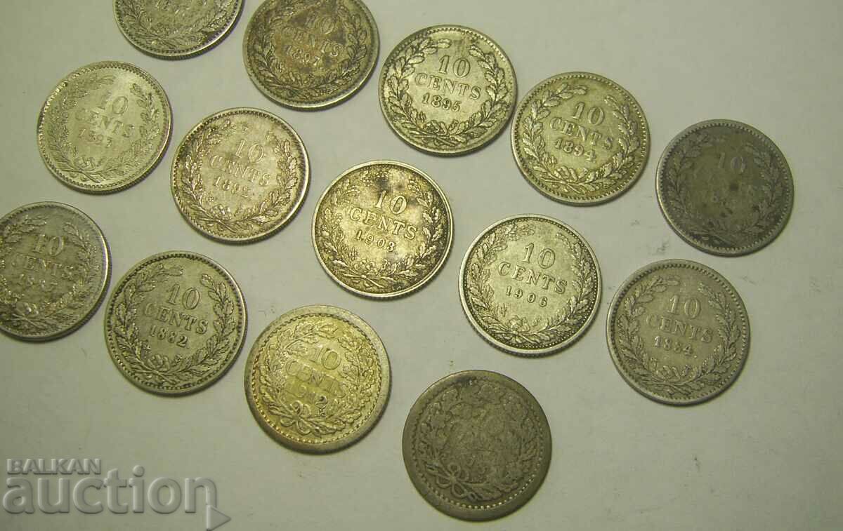 Auction Netherlands 14 silver coins lot Auction Netherlands 14 silver coins lot