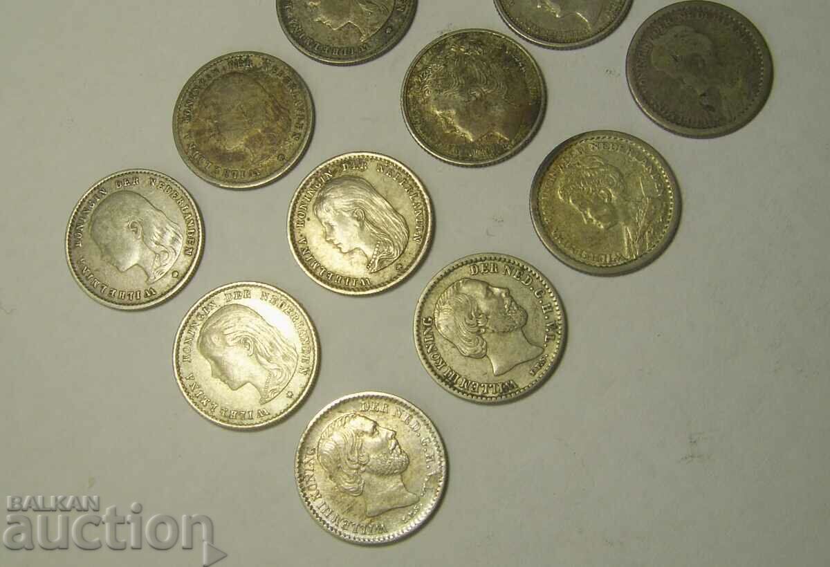 Netherlands 14 silver coins lot - 5 Netherlands 14 silver coins lot - 5