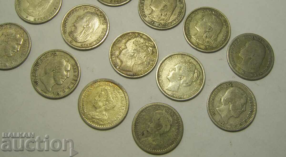 Netherlands 14 silver coins lot - 6 Netherlands 14 silver coins lot - 6