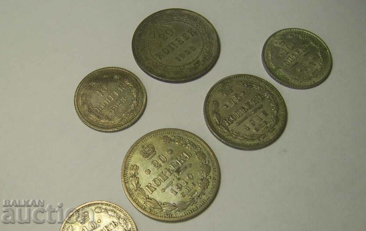 ΕΣΣΔ / Ρωσία 6 ασημένια νομίσματα 1909 - 1923 με τιμή 130.00 BGN | € 66.47 ΕΣΣΔ / Ρωσία 6 ασημένια νομίσματα 1909 - 1923 με τιμή 130.00 BGN | € 66.47