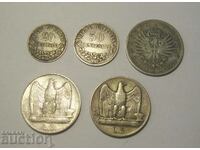 Италия лот 5 сребърни монети 1863 1907 1926 1929
