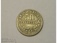 Rar! Italia contrafăcută veche 50 de cenți 1863