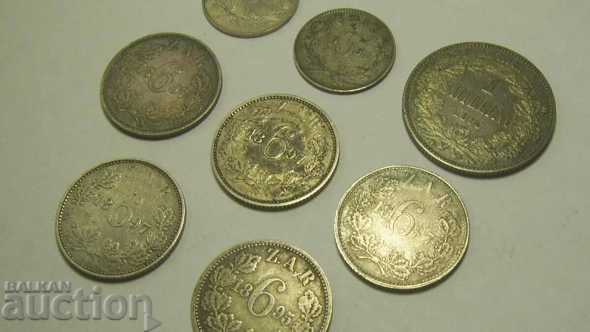 Auction South Africa Lot 8 Silver Coins 1894 - 1897 Auction South Africa Lot 8 Silver Coins 1894 - 1897