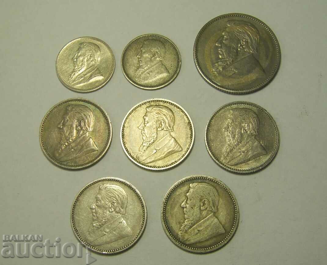 Delivery of South Africa Lot 8 Silver Coins 1894 - 1897 Delivery of South Africa Lot 8 Silver Coins 1894 - 1897