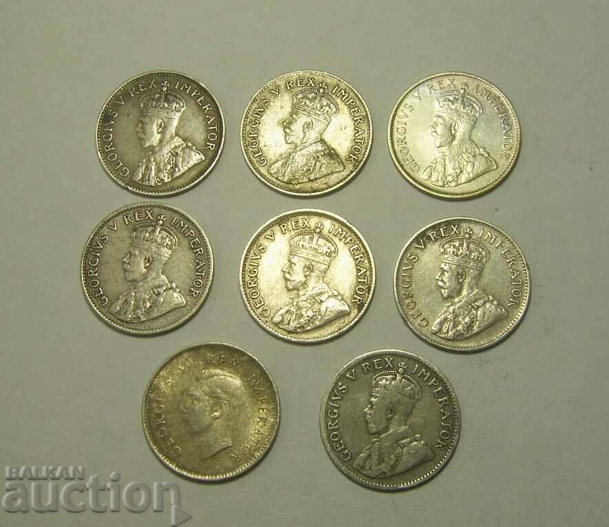 Delivery of South Africa 8 x 3 pence 1926 to 1939 silver Delivery of South Africa 8 x 3 pence 1926 to 1939 silver