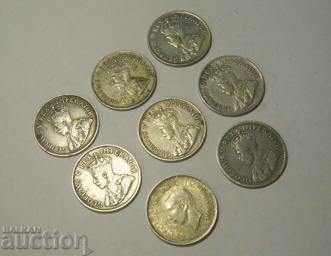 South Africa 8 x 3 pence 1926 to 1939 silver - 5 South Africa 8 x 3 pence 1926 to 1939 silver - 5