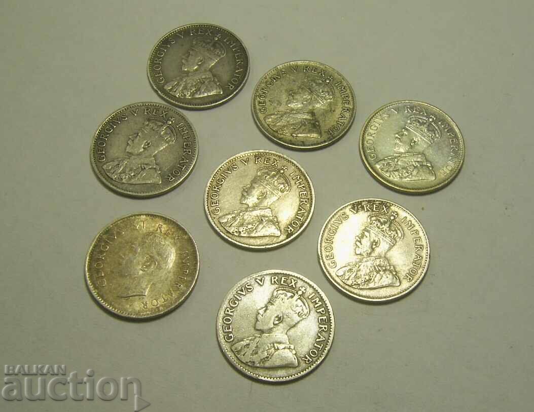South Africa 8 x 3 pence 1926 to 1939 silver - 6 South Africa 8 x 3 pence 1926 to 1939 silver - 6