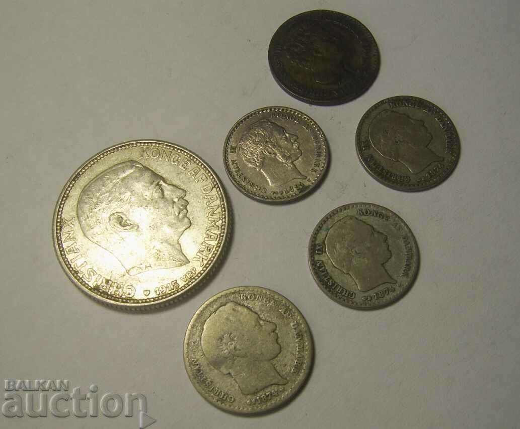Delivery of Denmark 6 silver coins 1842 to 1915
