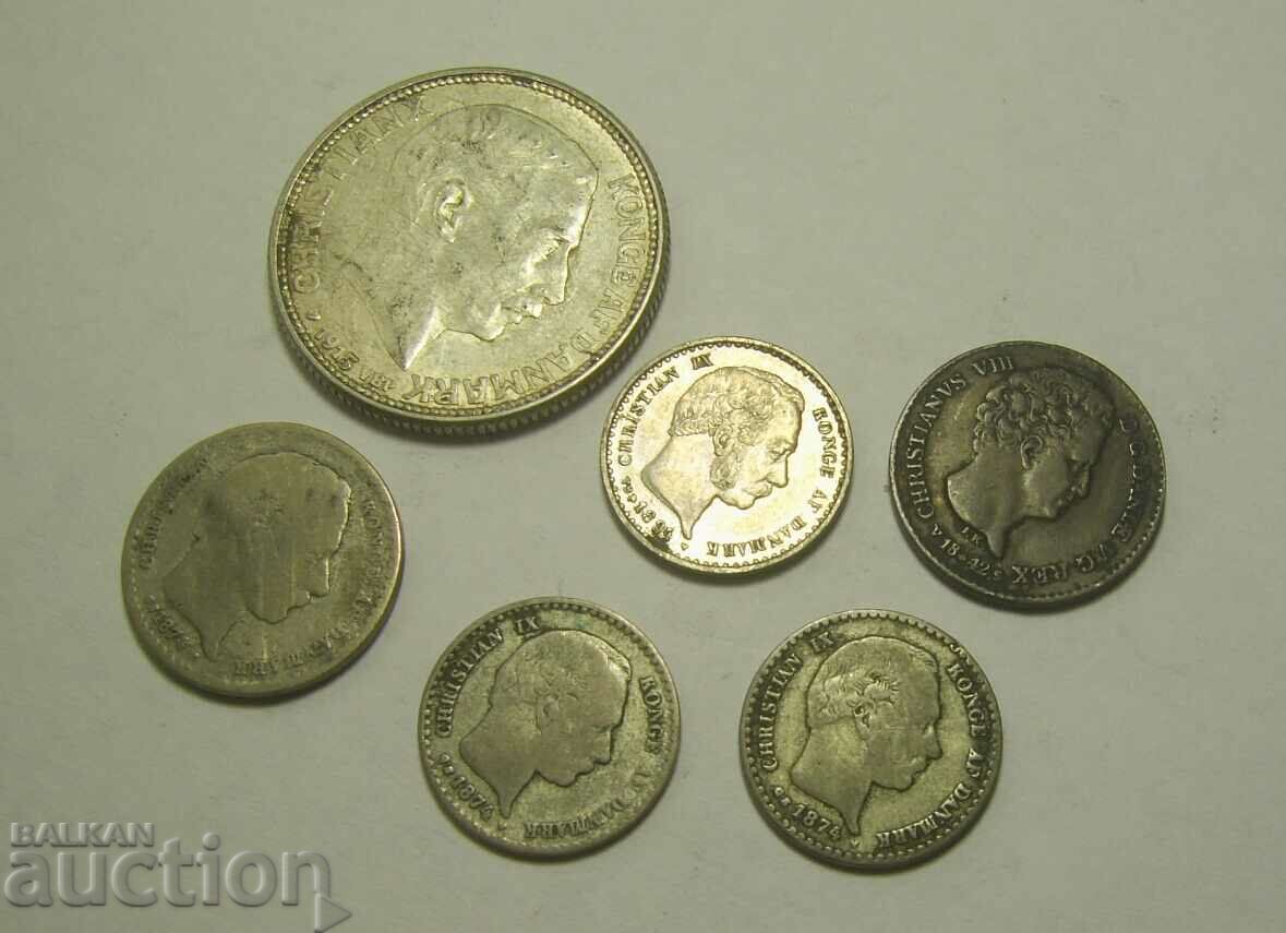 Denmark 6 silver coins 1842 to 1915 - 5