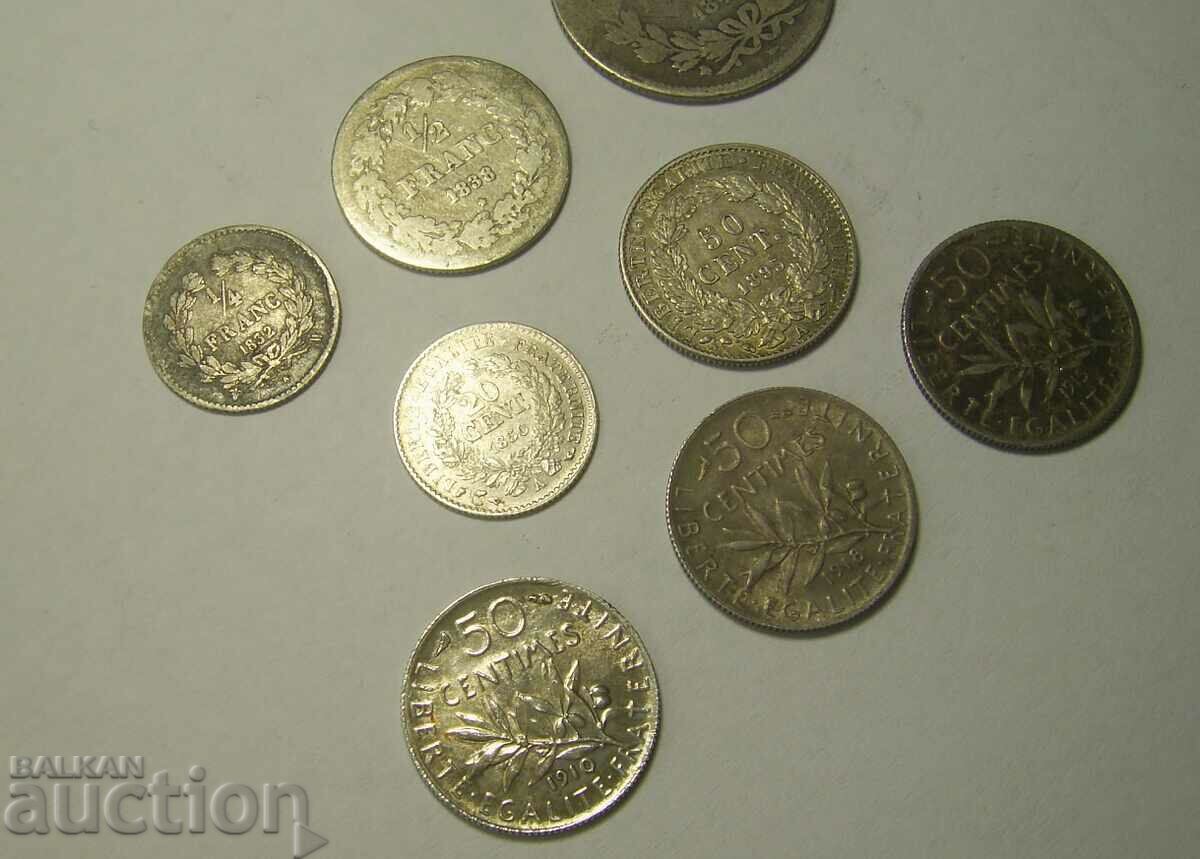 France Belgium 8 silver coins 1832 to 1918 with price 200.00 BGN | € 102.26 France Belgium 8 silver coins 1832 to 1918 with price 200.00 BGN | € 102.26