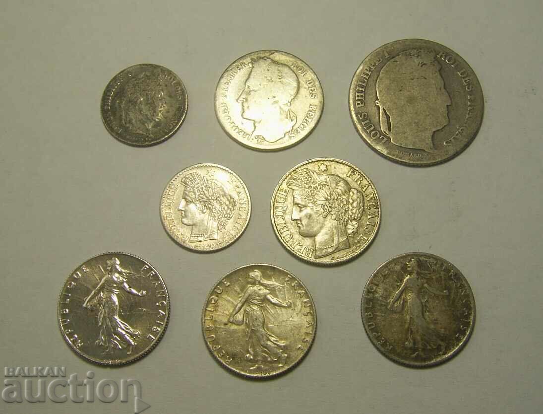 Delivery of France Belgium 8 silver coins 1832 to 1918 Delivery of France Belgium 8 silver coins 1832 to 1918