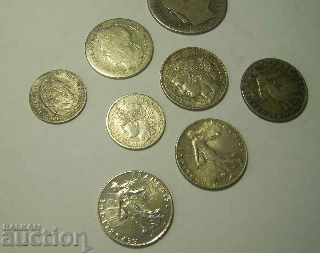 France Belgium 8 silver coins 1832 to 1918 - 5 France Belgium 8 silver coins 1832 to 1918 - 5