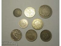 France Belgium 8 silver coins 1832 to 1918